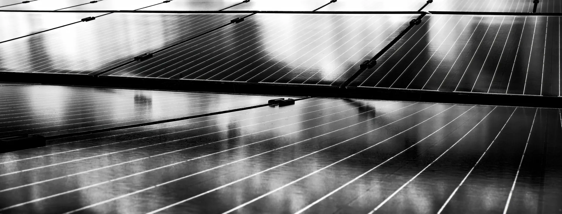 Rows of photovoltaic panels, monochrome